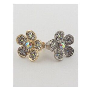 Flower rhinestone adjustable ring